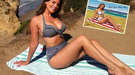 Kelly Brook Poses In Bikini For 1950s Style Seaside Postcard Mirror