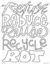Coloring Pages Recycle Reduce Reuse Kids Printable Abstract Adults Quotes Getdrawings sketch template