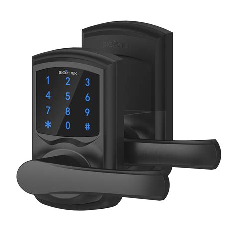 signstek keyless touchscreen lever electronic keypad door lock  hidden keyhole black