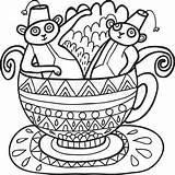 Coloring Capuchin Designlooter Maharaja Monkeys Tea Cup Vector Garden Adult 85kb 800px sketch template