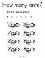 Coloring Ants Many Preschool Kindergarten Pages Counting Twistynoodle Board Activities Login Print Math Insect Kids Noodle Ll Choose sketch template