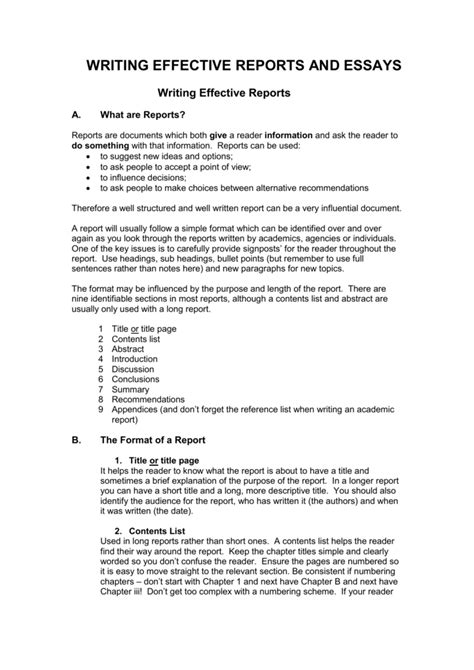 writing effective reports  essays