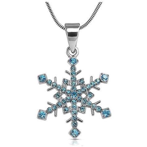 rhinestone snowflake pendant necklace winter bridal bridesmaid
