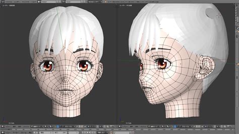 3d anime head topology poly modelado de personajes ilustraciones