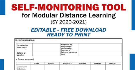 monitoring tool  modular distance learning editablefree