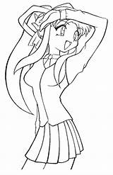 Anime School Uniform Drawing Girl Getdrawings sketch template