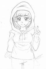 Hoodie Anime Drawing Getdrawings sketch template