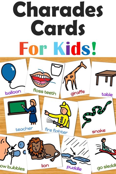 printable charades cards  pictures