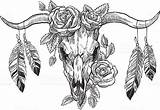Skull Cow Sketch Coloring Pages Paintingvalley sketch template