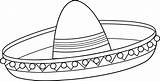 Sombrero Mexican Line Clip Coloring Outline Pages Mexico Print Sweetclipart Kids sketch template