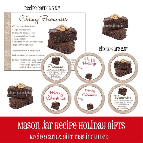 digital printable holiday jar recipe cards  gift tags labels