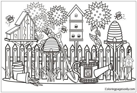 coloring pages flower gardens  svg file  silhouette
