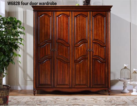 luxury antique solid wood  door wardrobe armoire