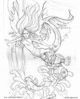 Mermaid Coloring Pages Fairy Jody Bergsma Enchanted Designs Colouring Adults Realistic Adult Fantasy Save Detailed Drawings Hit Right Click Fairies sketch template