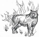 Wolf Attacking Flaming sketch template