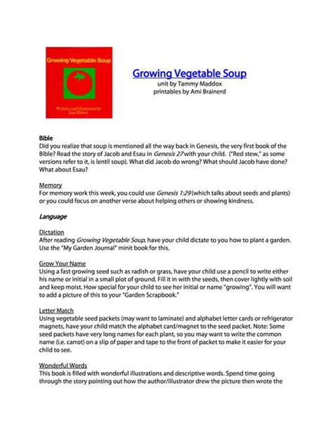 growing vegetable soup unit printables garden fun theme preschool