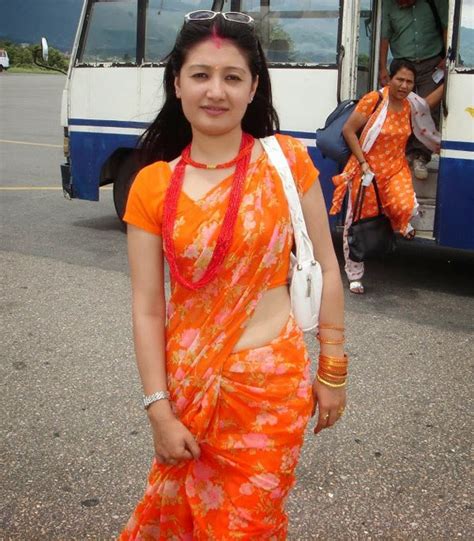 sexy slim hot nepali bhabhi in orange saree pics ~ mirchi