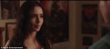 lily collins strips down to black bra in racy new trailer for stuck in