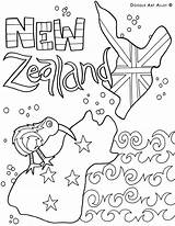 Zealand Coloring Pages Doodle Alley Nz Flag Maori Colouring Kids Map National Template Waitangi Kiwiana Park Printable Color Colour Landmarks sketch template