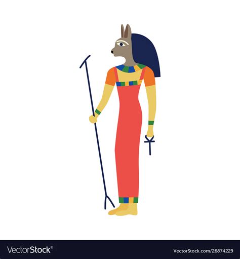 goddess egypt bast with head a cat royalty free vector image