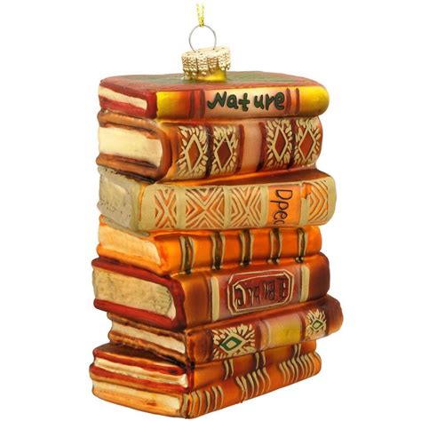 stack of books glass ornament christmas ornaments literary christmas