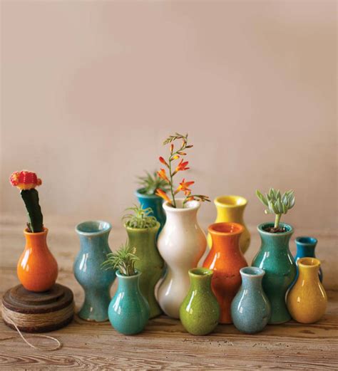 Colorful Small Ceramic Vases Set Of 13 Eligible For Promotions