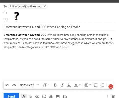 difference  cc  bcc   email