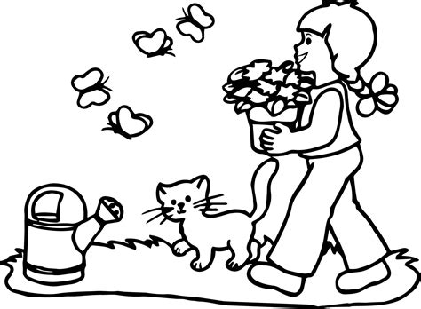 girl  cat coloring pages wecoloringpagecom