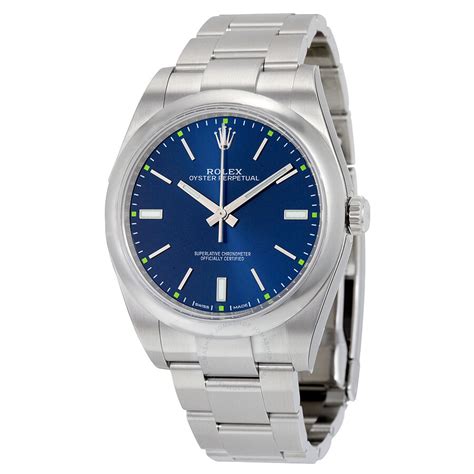 rolex oyster perpetual  automatic blue dial mens  blso oyster perpetual rolex