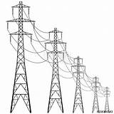 Power Tower Line Vector Drawing Pole Voltage Transmission Utility Electric Pylons Background High Clipart Plant Illustration Poles Powerhouse Thermal Clip sketch template