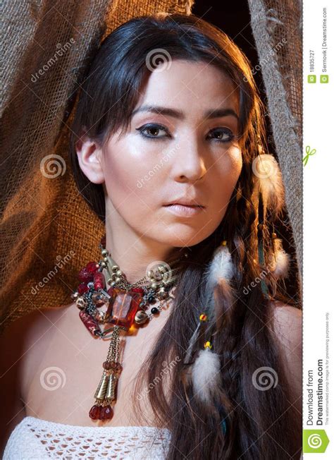 Portrait Of American Indian Female Royalty Free Stock