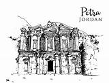 Petra Jordanien Skizzenillustration Jordan Zeichnende Jordania Ilustrativo Vectores Remains Ancient Tradedoubler Clk sketch template