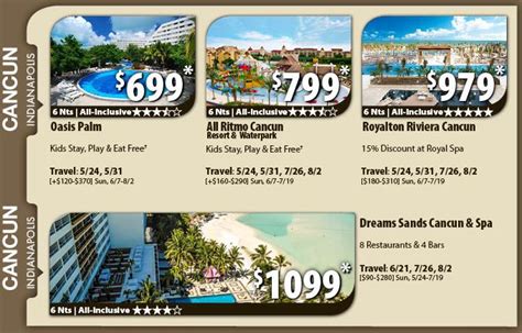 cancun vacation package deals with non stop flights from indianapolis