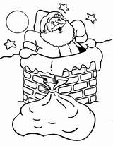 Christmas Chimney Santa Coloring Drawings Drawing Pages Colouring Down Colors Tree Choose Board Paint Printables sketch template