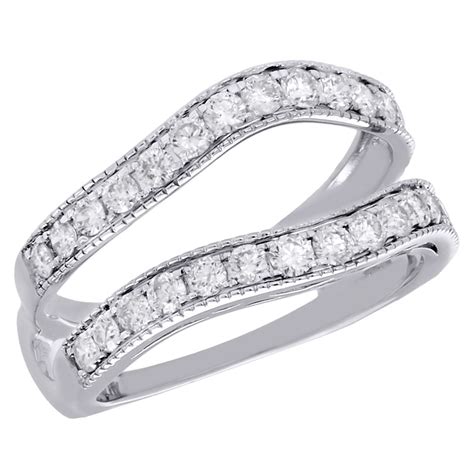 white gold diamond enhancer wrap jacket milgrain edged wedding ring