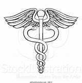 Caduceus Snakes Lineart Winged Rod Atstockillustration Vectorified sketch template