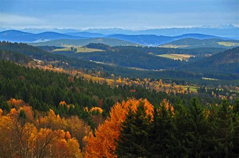blick vom bayerischen wald bis  die alpen foto bild landschaft