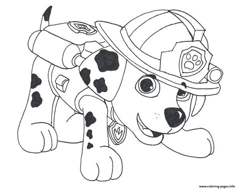 paw patrol marshall draw  coloring pages printable