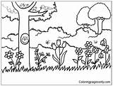 Garden Pages Scene Coloring Kids Color Nature Coloringpagesonly sketch template