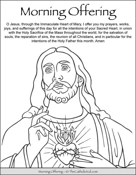 morning offering prayer  kids coloring page thecatholickidcom