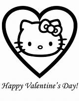Coloring Kitty Hello Pages Valentine Valentines Popular sketch template