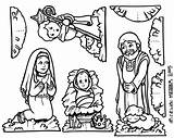 Nativity Coloring Scene Pages Printable Jesus Color Christmas Cut Print Kids Birth Mary Mother Children Virgin Colouring Figures Set Clipart sketch template
