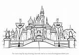 Castle Disneyland Drawing Draw Step Castles Drawings Disney Easy Drawingtutorials101 Learn Architecture Painting sketch template