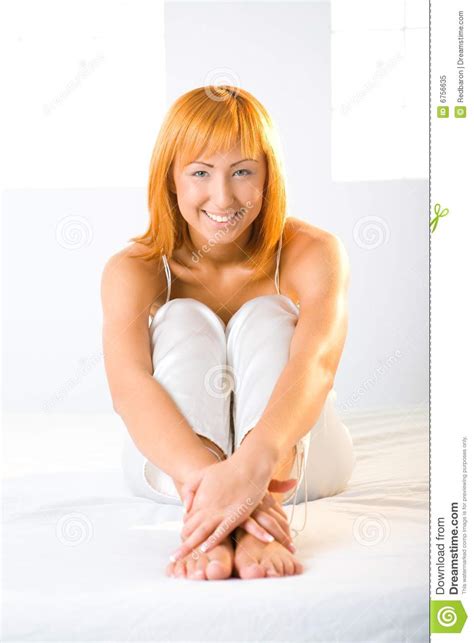Redhead On Bed Stock Image Image Of Happiness Bedroom
