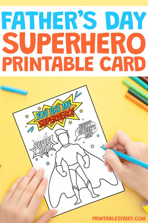 fathers day superhero card  printable  printables fairy