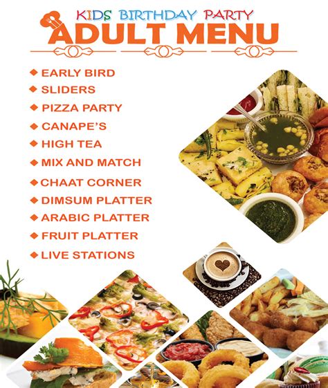 kids birthday party adult menu splashnparty adult menu