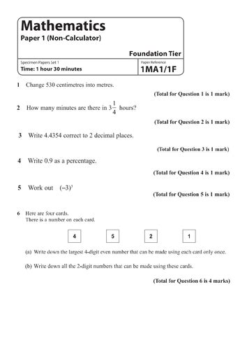 save  printing gcse maths  papers foundation