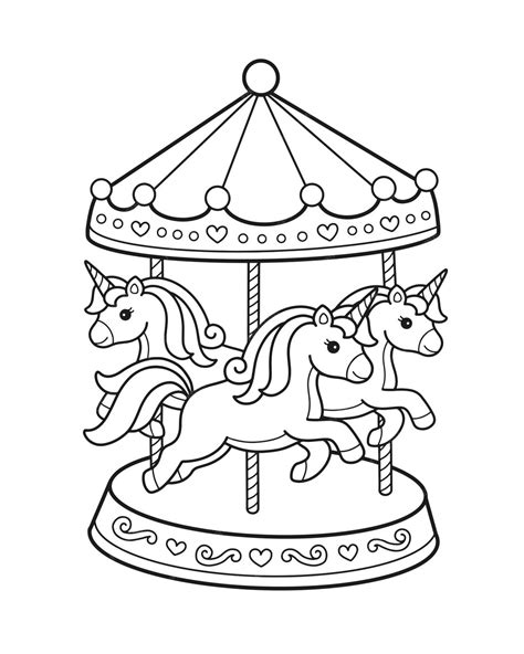 premium vector unicorn carousel horse printable coloring page