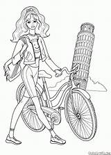 Menina Paris Bicicleta Colorir sketch template