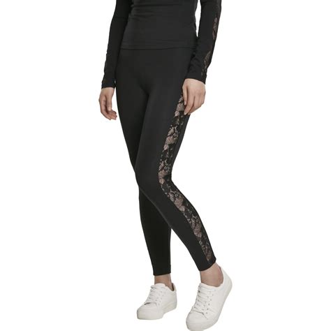 urban classics ladies lace leggings black ebay